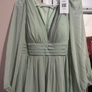 Ever Pretty Sage Green Long Sleeve Dress